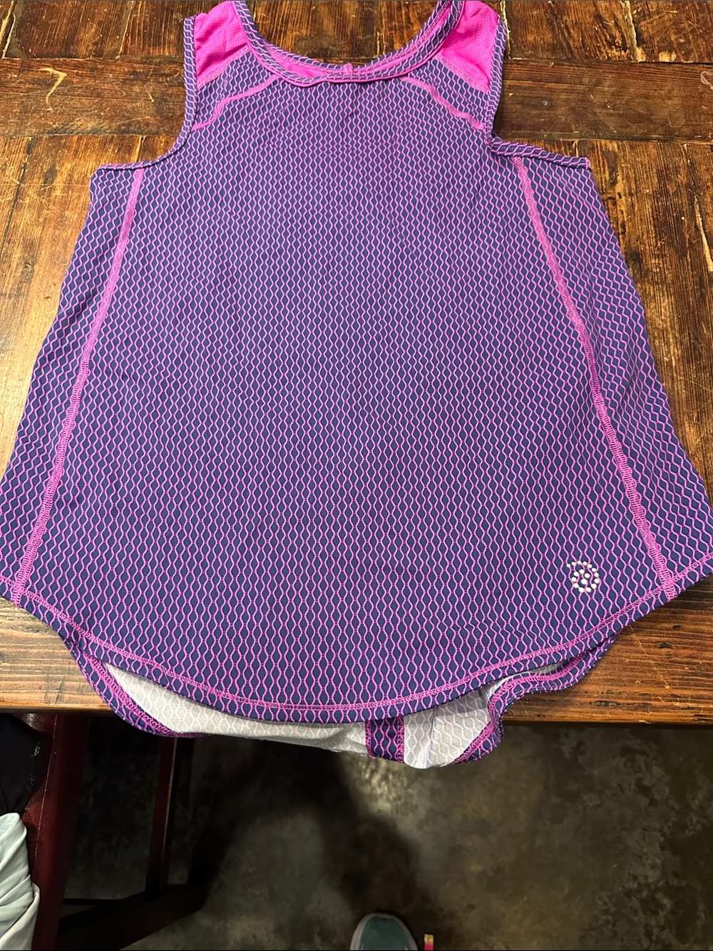 be inspired Purple with Hot Pink Mesh Workout Tank